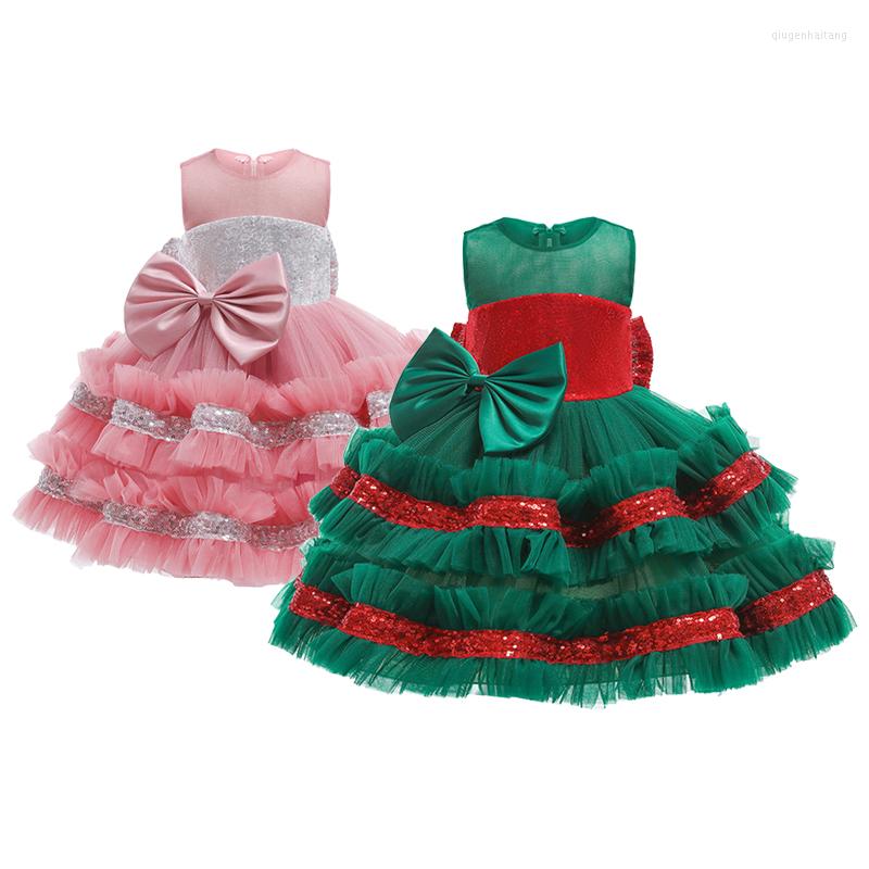 

Girl Dresses Good Quality Christmas Girls Dress Sleeveless Bow Little Princess For Birthday Party 1 2 3 4 5 Years Old Cosplay Costume, As the picture