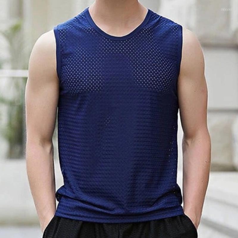 

Men's Tank Tops Men Hollow Out Underwear Mens Undershirt Transparent Shirts Male Fitness Mesh Breathable Singletss, Black