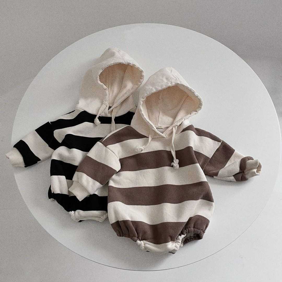 

Rompers Baby Autumn Fashion Striped Keep Warm Bodysuit Girl AllCompetition Cotton Sweater Hoodies Cotton Jumpsuit Boys New Outfits J220922, Brown.