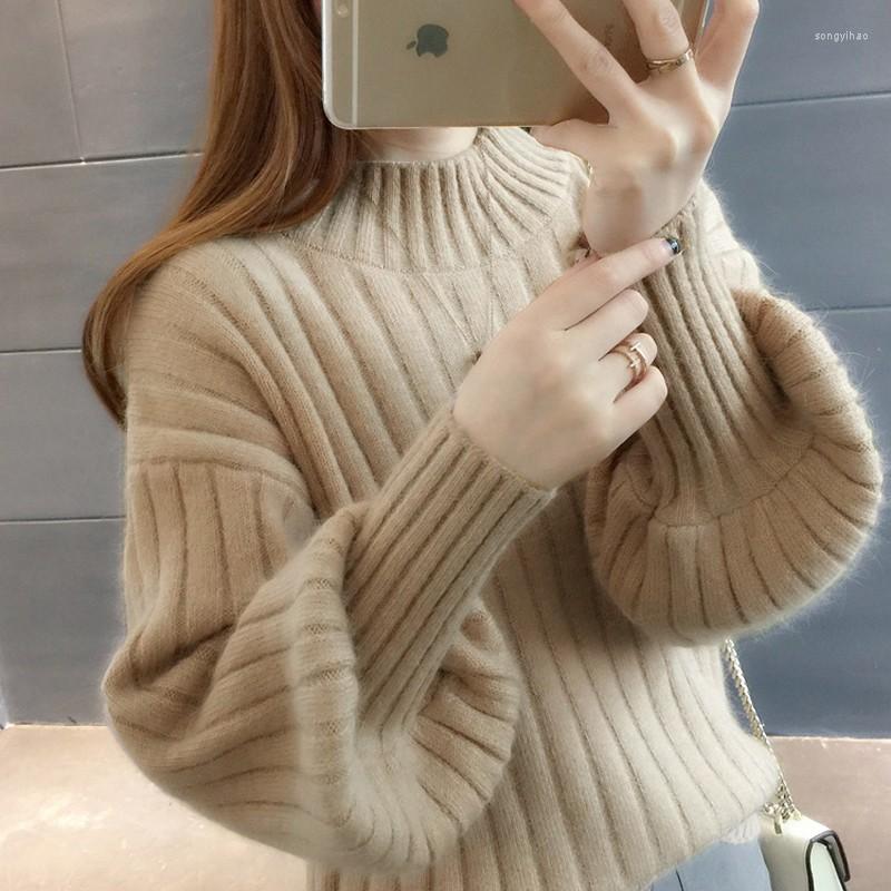

Women's Sweaters Woman Pullover Sweater Women's Long-Sleeved Loose Autumn And Winter Turtleneck Femme Chandails, C100-black