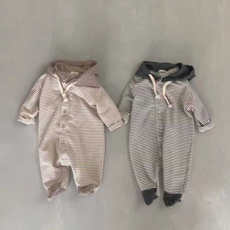 

Rompers 2022 Autumn Winter New Girl Baby Hooded Striped Long Sleeves Romper Boy Toddler Vest Stockings Jumpsuit Baby Cotton Onesie J220922, Dark game