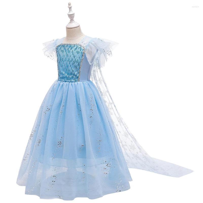 

Girl Dresses Snowflake Girls Dress Cosplay Snow Queen Sequin Fashion Mesh Cloak Little Princess Christmas Kids Clothes 4 5 6 8 10 Years, As the picture