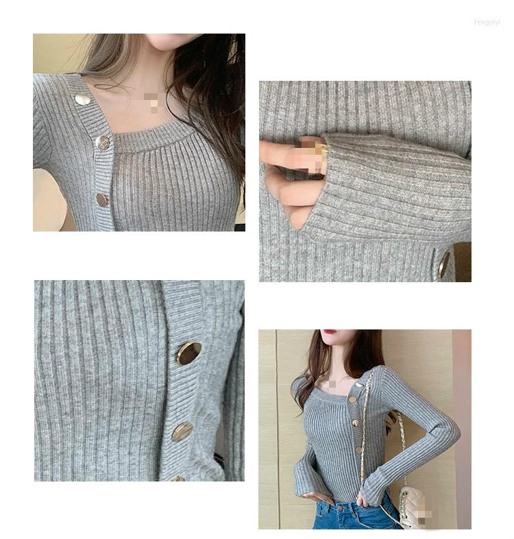 

Women's Knits Neploe Autumn Ladies All-match Sweater Single-breasted Knitted Cardigan 2022 Long Sleeve Chic Solid Color Top Women 1F444, Gray