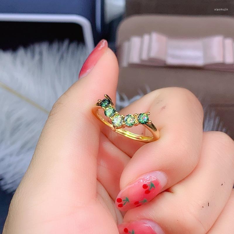 

Cluster Rings High-quality Green Moissanite Personality Ring S925 Sterling Silver Fine Fashion Wedding Jewelry For Women