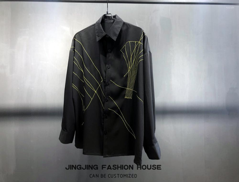 

Men's Casual Shirts 2022 Men's Autumn And Winter On The Long Sleeves Embroidery Manual Heavy Industry Shirt Loose, 11
