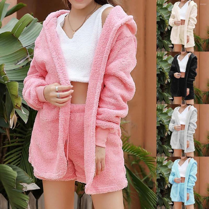 

Men's Sleepwear Pajamas Shorts Set Womens Three Piece Vest Jacket H, Beige