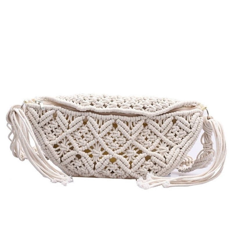 

Waist Bags Female Summer Beach Macrame Braid Bohemian Fanny Pack Fashion Beach Crochet Gypsy Aztec Ibiza Ethnic Waist Pack Bum Belt Bags 220930, Beige