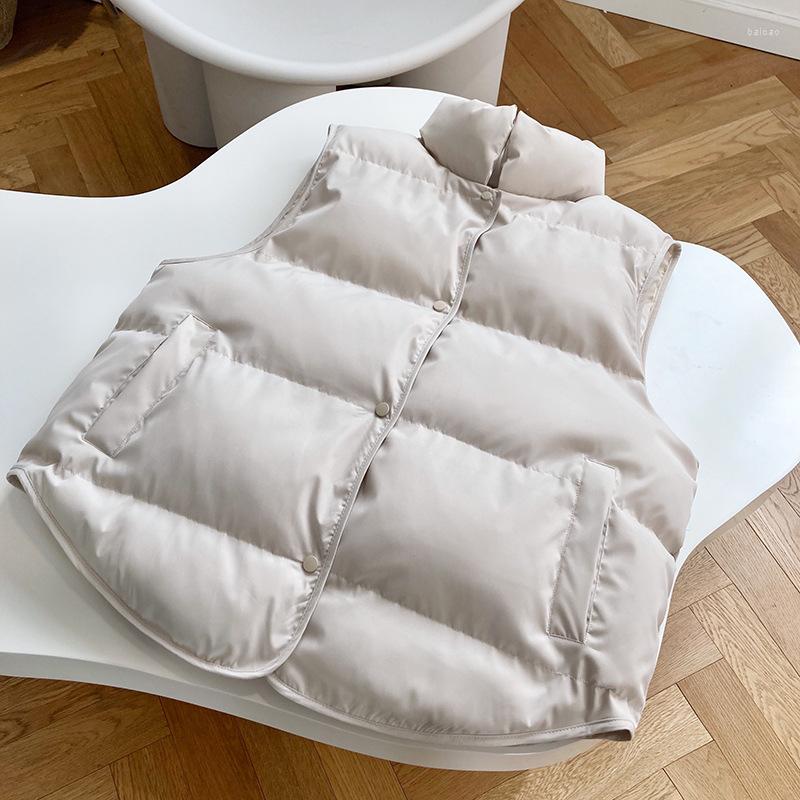

Women' Vests Women' Vest Coat Stand Collar Winter White Duck Down Blue Sleeveless Top Chaleco Mujer Gilet Casaco Feminino 2022, Beige