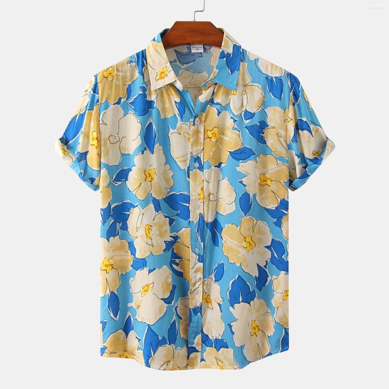 

Men's Casual Shirts Fashion Men's Hawaiian Shirt Male Colorful Printed Beach Short Sleeve Plus Size Single Breasted Blouse #t2g, White
