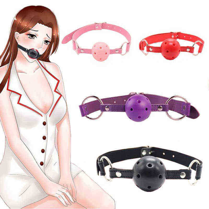 

Nxy Chastity Devices 4 Colors Faux Leather Mouth Gag Adjustable Silicone Ball Adult Flirting Fetish Roleplay Game Props Couples Bdsm Bondage Sex Toys 220829
