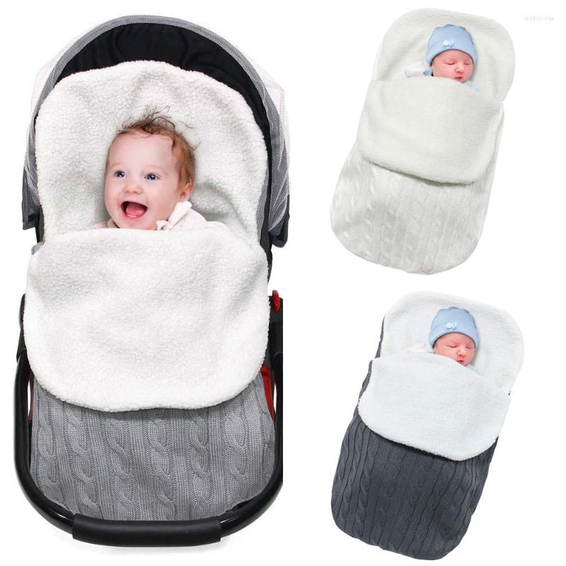 

Stroller Parts Born Infant Baby Blanket Knit Crochet Winter Warm Swaddle Wrap Sleeping Bag