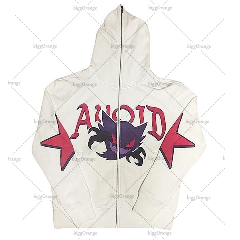 

Women's Hoodies Sweatshirts Anime Print Zip Women Cotton Loose Top Japan Harajuku Y2K Style White Gothic Pop Streetwear 220930, 00