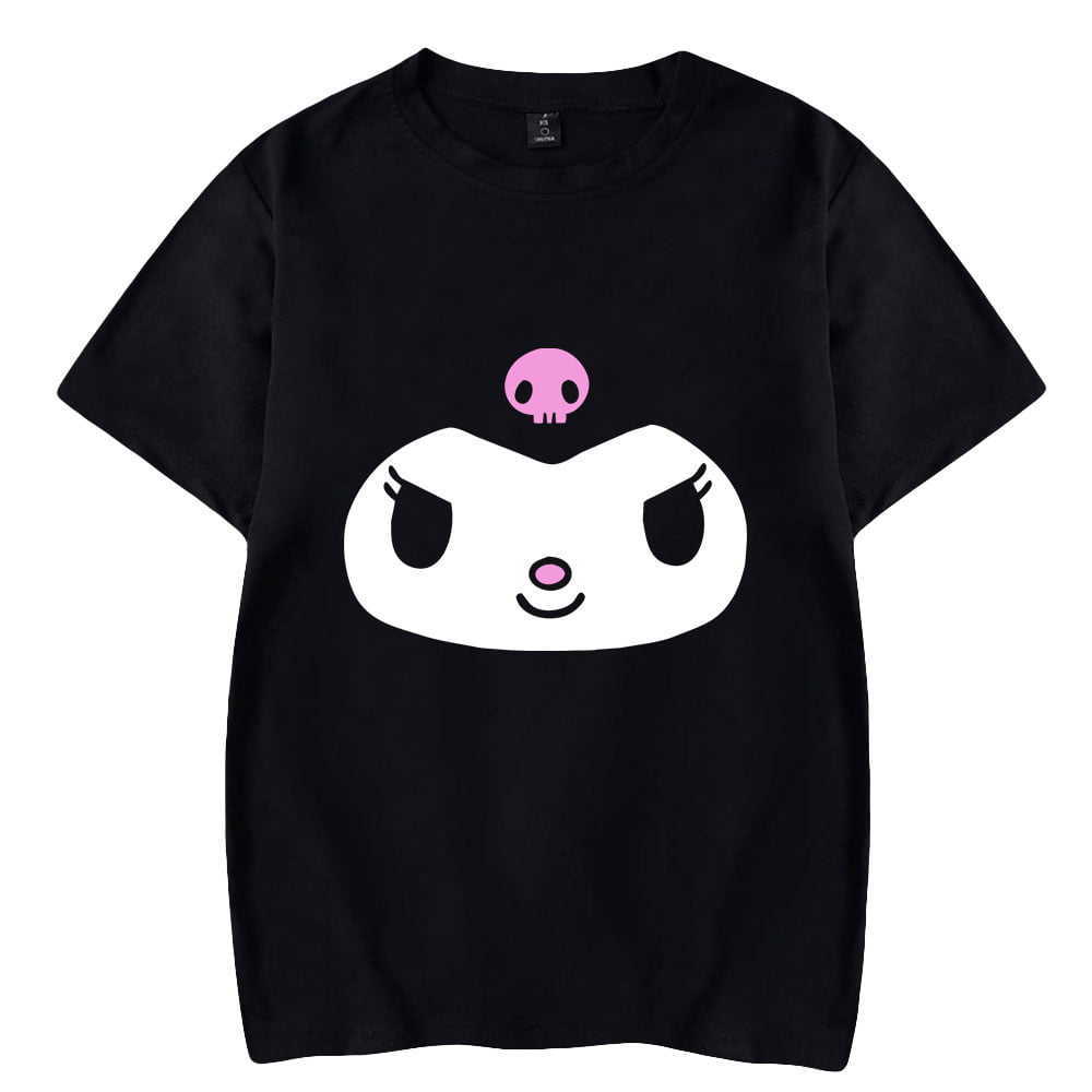 

Kuromi Anime Onegai My Melody Merch T-Shirt Men Short Sleeve Women Funny Tee Unisex Harajuku Tops, Gray