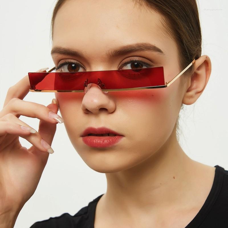 

Sunglasses Steampunk Small Half Frame Women Square Sun Glasses For Men Vintage Retro Red Shades Trending Eyewear