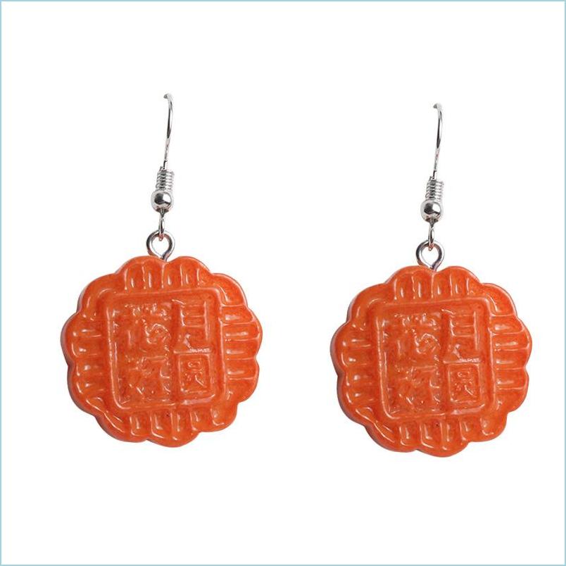 

Dangle Chandelier Funny Jewelry Imitation Chinese Mooncake Dangle Earrings Resin Delicious Food Traditional Drop Earring Mjfashion Dhbvm