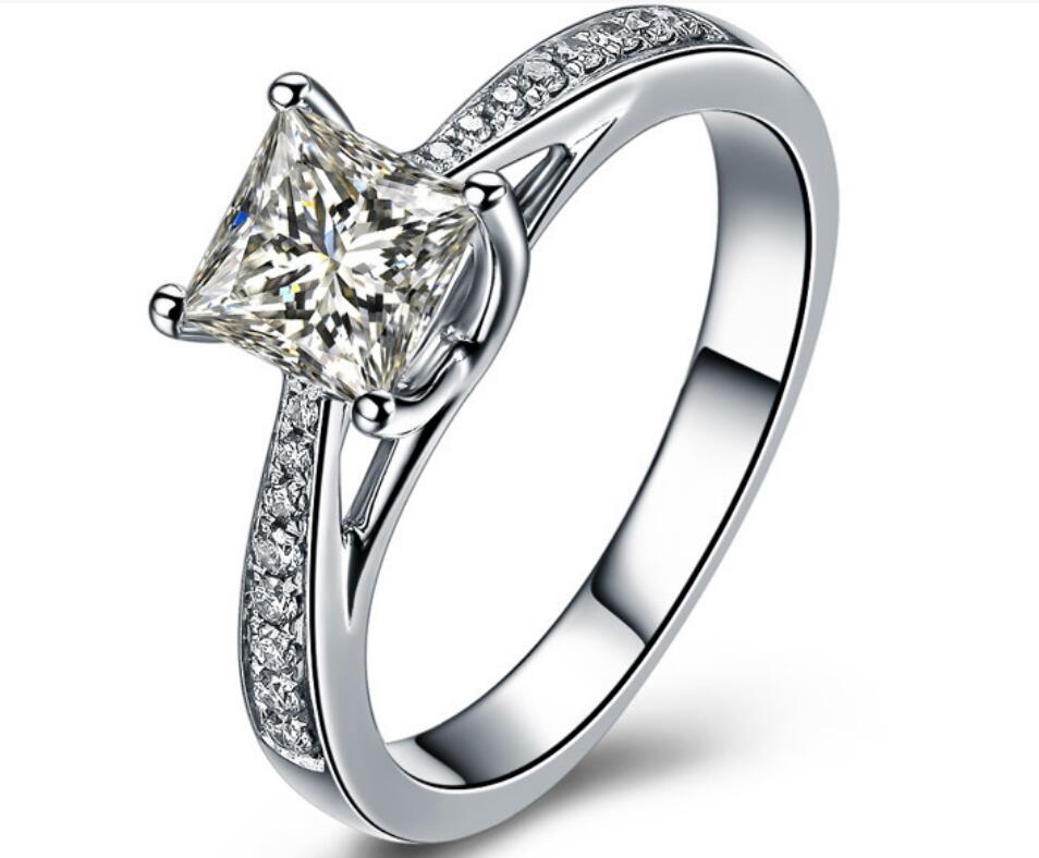 

Fine Wedding Rings 1 ct T models princess PT950 mark platinum texture luxury models female ring