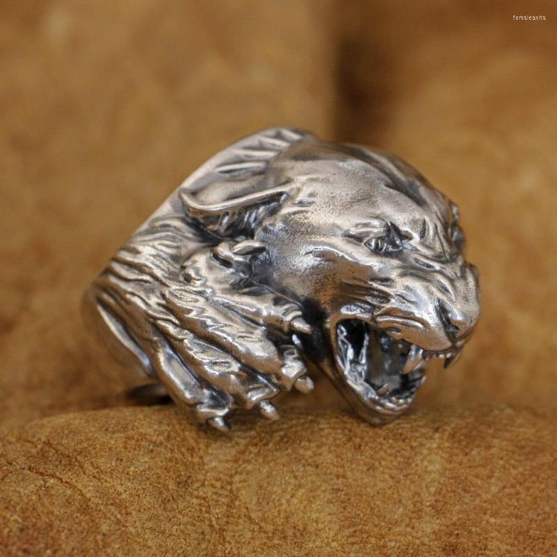 

Cluster Rings LINSION 925 Sterling Silver Hunting Leopards Ring Mens Biker Punk Jewelry TA348 US Size 7-16