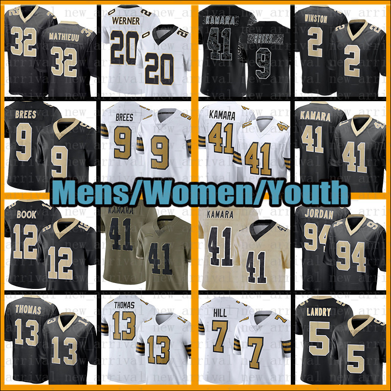 

Alvin Kamara Saints Football Jersey Tyrann Mathieu Jameis Winston Jarvis Landry Cameron Chris Olave Drew Brees Demario Davis Cesar Ruiz Ian Book Marshon Lattimore, Mens-st