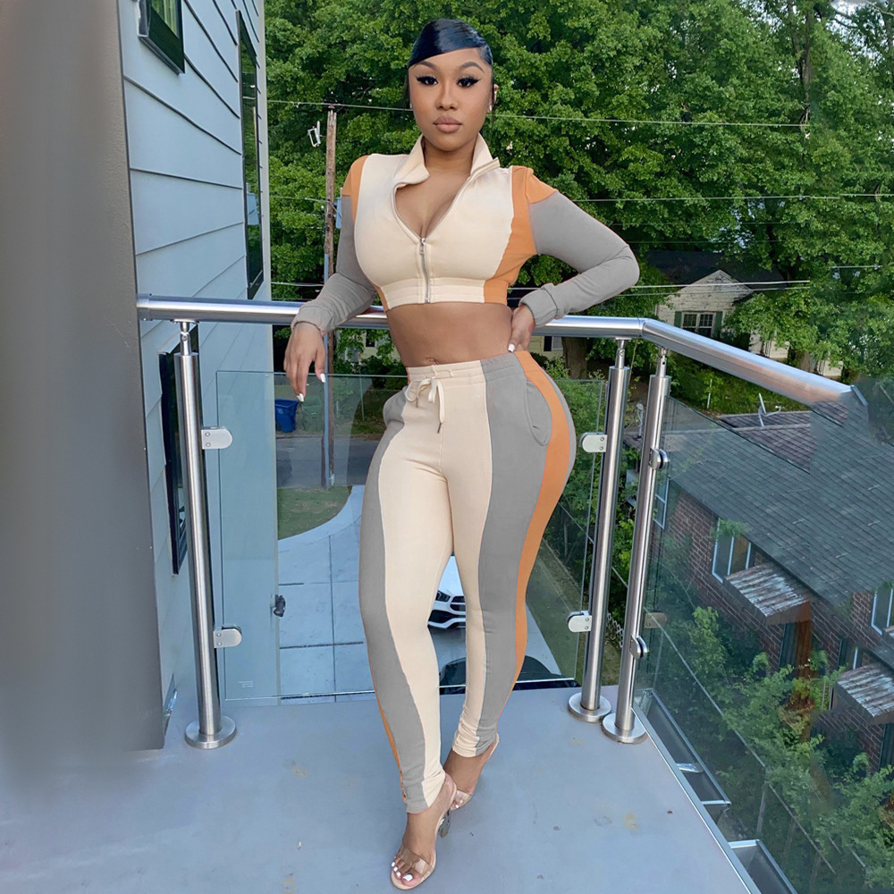 

Women's Two Piece Pants Men's Tracksuits Fall Women Clothing Zipper Two Piece Jogging Sets Ladies Sweat Suits Body Suit Woman 2 Pc Jogger Pants Set 221006, Pink