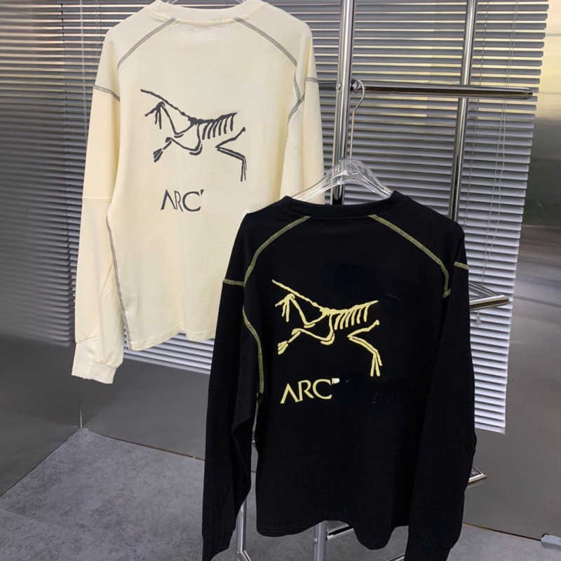 

Arc sweater designer sweatshirt autumn bird print outdoor mountain climbing long sleeved men' women' fashionable round neck pullover T-shirt, White