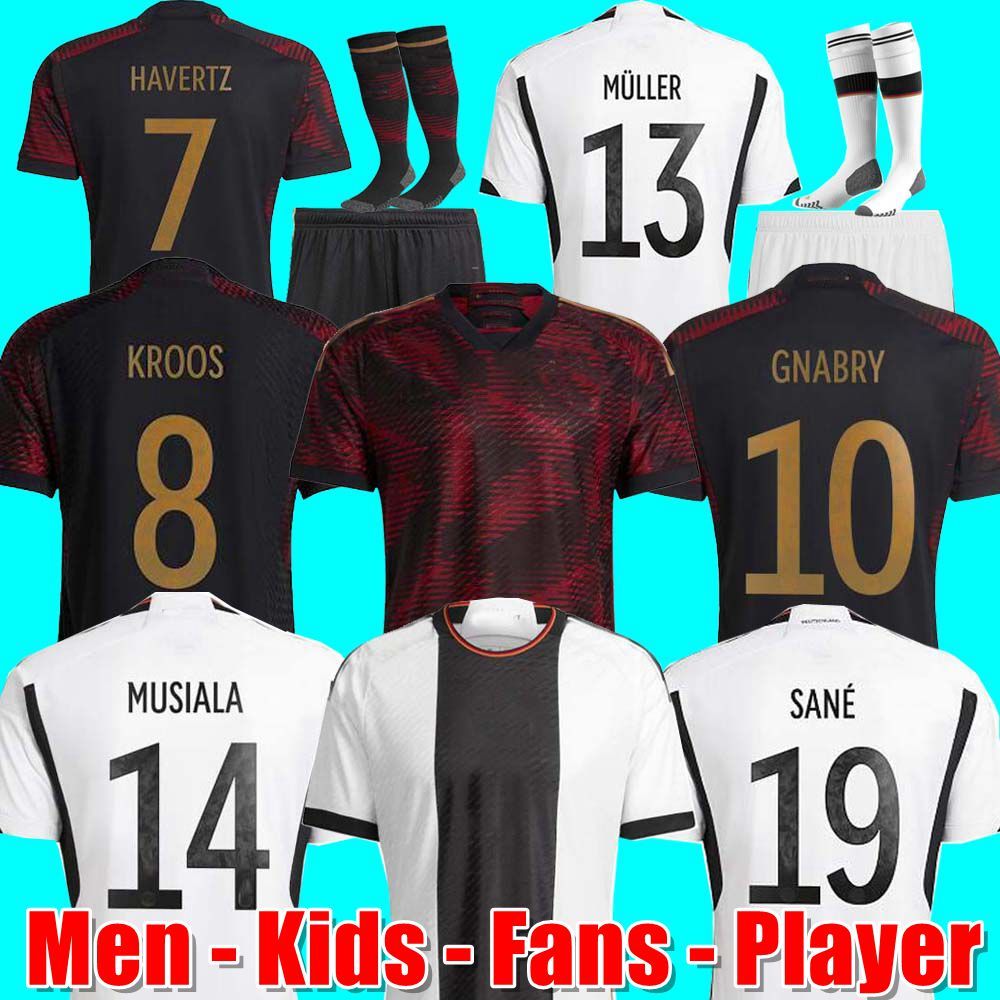 

2022 Soccer Jerseys GermanyS HUMMELS KROOS WERNER MULLER boys set Football shirt t GOTZE SANEA KHEDIRA REUS German 22 23 men kids kit women uniform Player Fans versoin, 2022 home kids socks