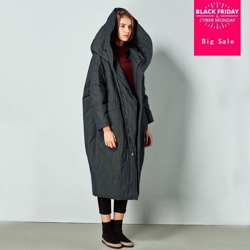 

Women's Down Parkas High Quality Collection loose bat sleeve Hooded Long Down Coat Female Winter Warm Thick Down Jacket wq650 factory outlet 220930, Blue green