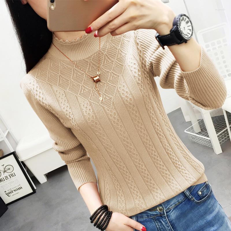 

Women' Sweaters Turtleneck Women Sweater Khaki Long Sleeve Pullover 2022 Autumn Winter Casual Pink Jumper Thicken Warm, Black