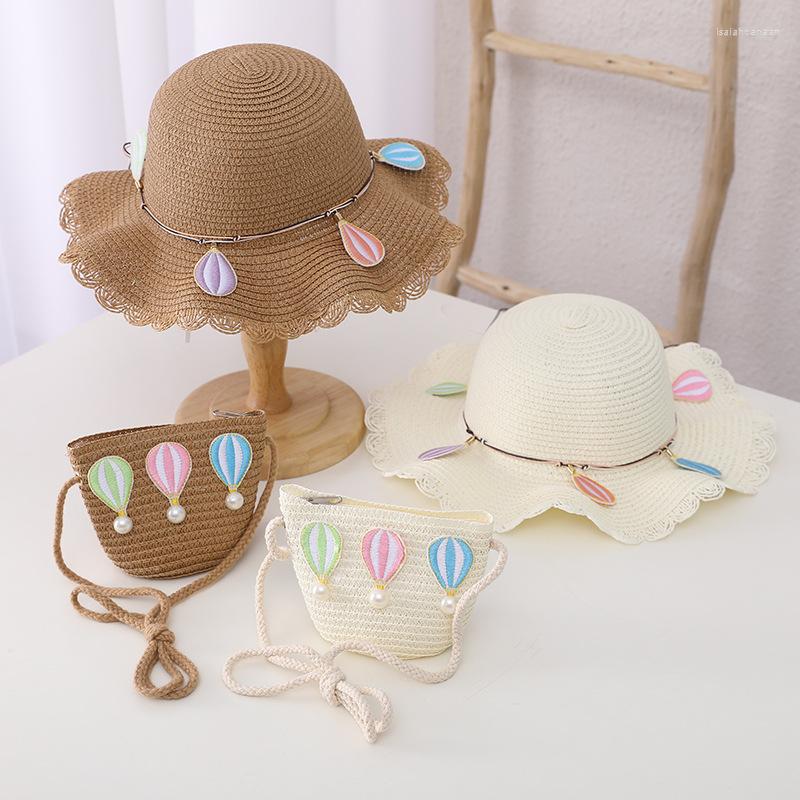 

Berets Summer Hat Kids Boys Cute Balloon Staw Child Girls Princess Sun Protection Baby Floppy Cartoon Sunscreen Bag, Only hat white