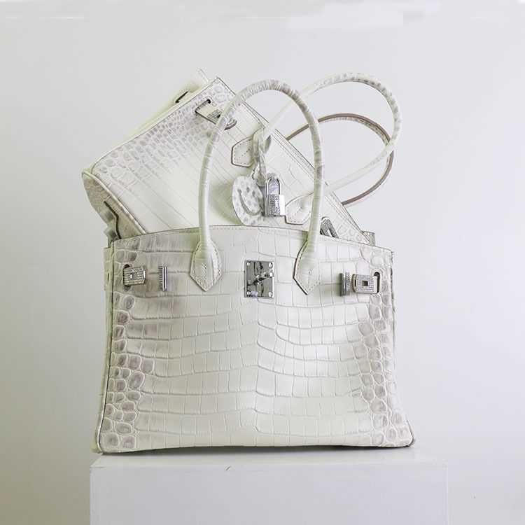 

Fashion birkins woman herme bag Jinyan 2022 new Baotou leather crocodile pattern hand-held Single Shoulder Messenger Himalayan diamond, White