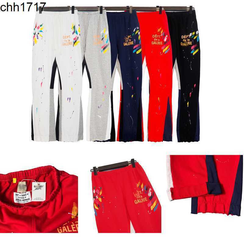 

22 autumn new galleryes dept splash color matching micro flare pants American street fashion brand pants, White