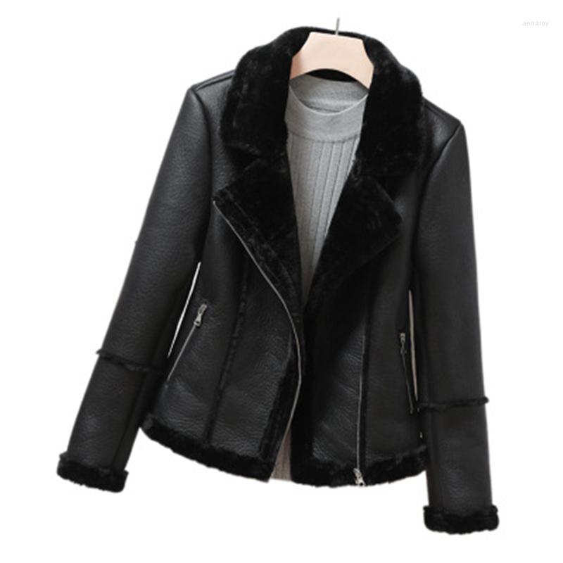 

Women' Leather 2022 Winter Womens Jacket Fashion Warm Female PU Coat MotorBike Zipper Women Coats Outerwear N271, Black