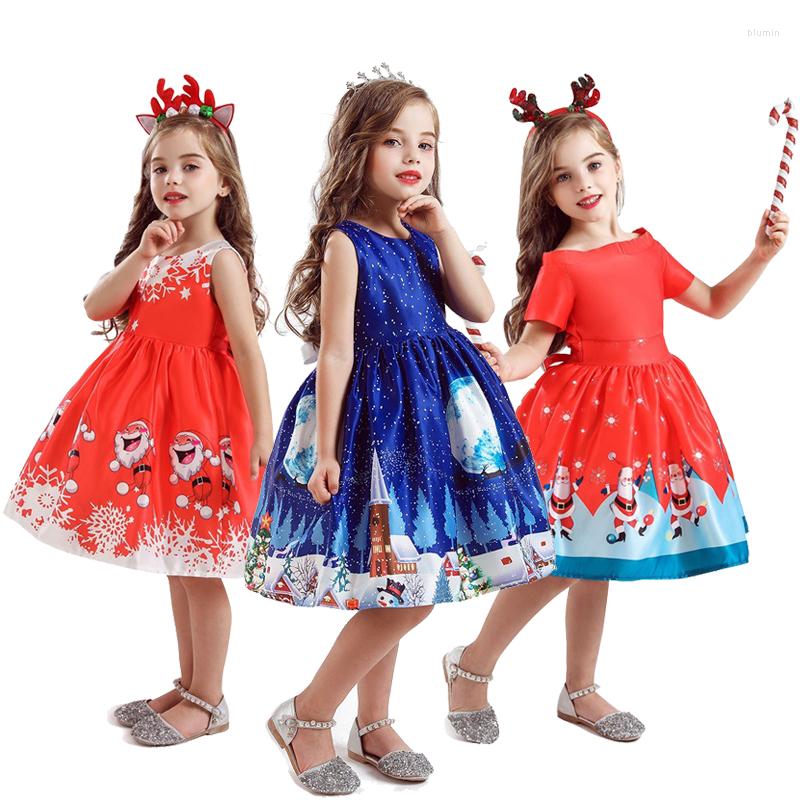 

Girl Dresses Christmas Kids Dress Cute Santa Snowman Girls Snowflake Cosplay Princess For Fantasy Festival Party, As the picture
