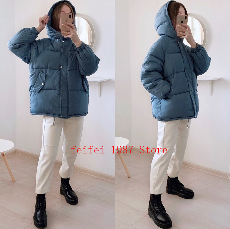 

Women's Down Parkas Short Purple CottonPadded Clothes Quilted Cotton Cloth CottonPadded Jacket Female Loose down Coat Winter 220930, Blue