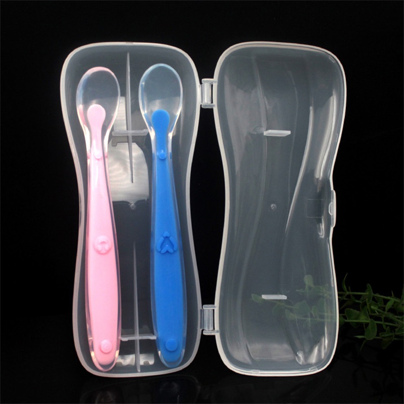 

Soft Head Spoon Storage Box Baby Tableware Case Transparent Silicone Spoons Box Food Grade PP Travel Utensils Boxes 20221006 E3