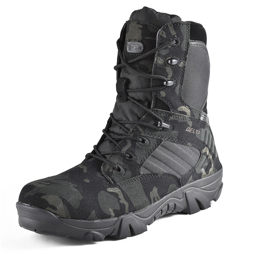 

Boots Camouflage Men Work Safty Shoes Desert Tactical Military Autumn Winter Special Force Army Ankle 220930, Black low