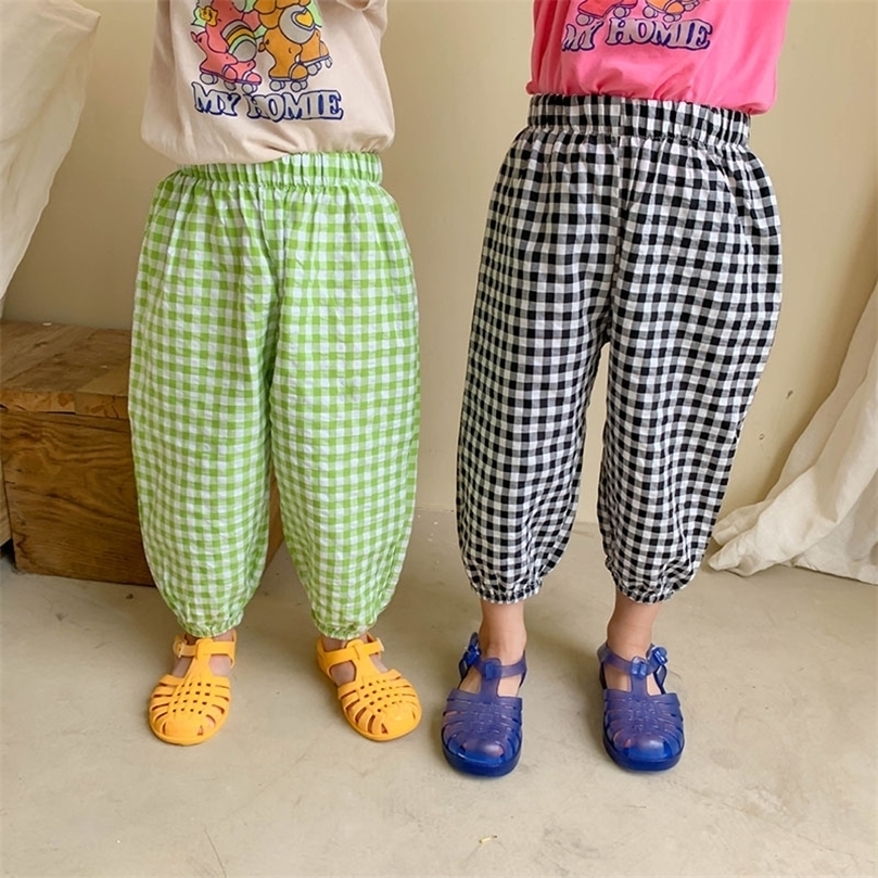 

Trousers MILANCEL Summer Kids Pants Plaid Casual Pants Boys And Girls Thin Ninth Pants 2201006, Black