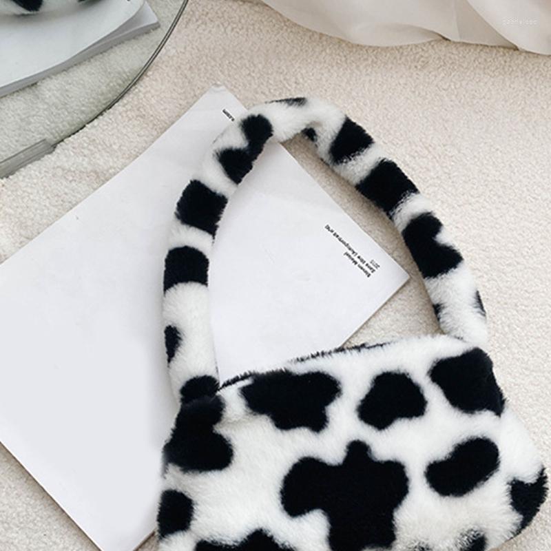 

Evening Bags Women Girls Fluffy Plush Shoulder Bag Large Cute Fashion Animal Pattern Handbag Soft Warm Dating Shopping Underarm Purse