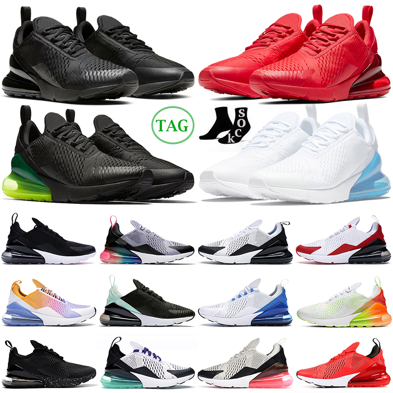 

270 270s Running Shoes Men Women Trainers Red Black Volt University Blue Rainbow Metallic Gold USA Mens Womens Outdoor Sports Sneakers Walking Jogging Discount, 36-45 triple black