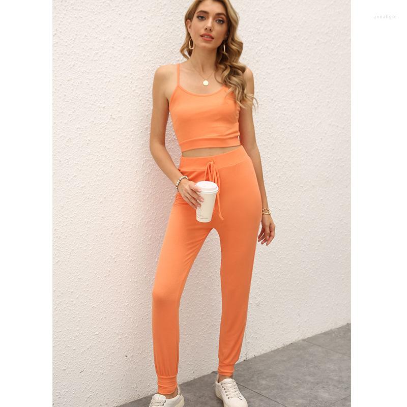 

Women' Tracksuits 2022 Spring Womens Suspenders Trousers Casual Fashion Solid Color 2 Piece Set Outfits, Black