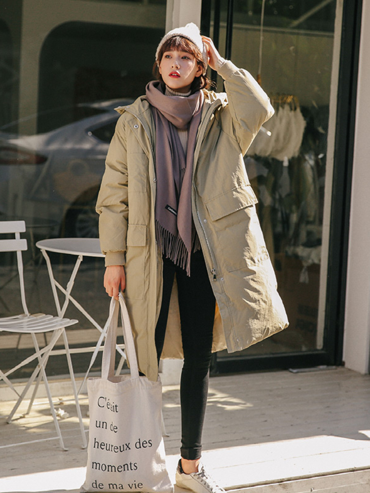 

Women's Down Parkas Winter Long Puffer Jacket Women Thickening Hooded Solid Korean Bubble Coat Female Solid Casual Parkas Fashion Outwear Mujer 220930, Red
