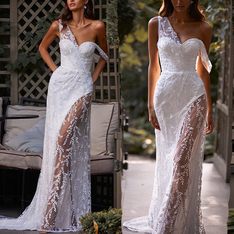 

Casual Dresses 2022 Long Boho A-Line V-Neck Wedding Woman Prom Dress Lace Spaghetti Straps Bride Princess Floor Length Cocktail Party, As shown
