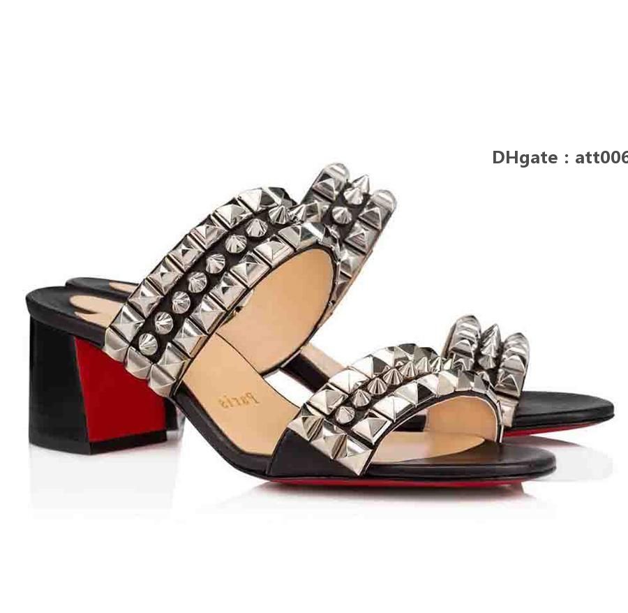 

Red-Bottoms Christians Luxury Fashion Summer Women Sandals Slipper Chunky Heels Red Tina Goes Mad Flat Outdoor Beach Slides Round Toe HR fKe, #2