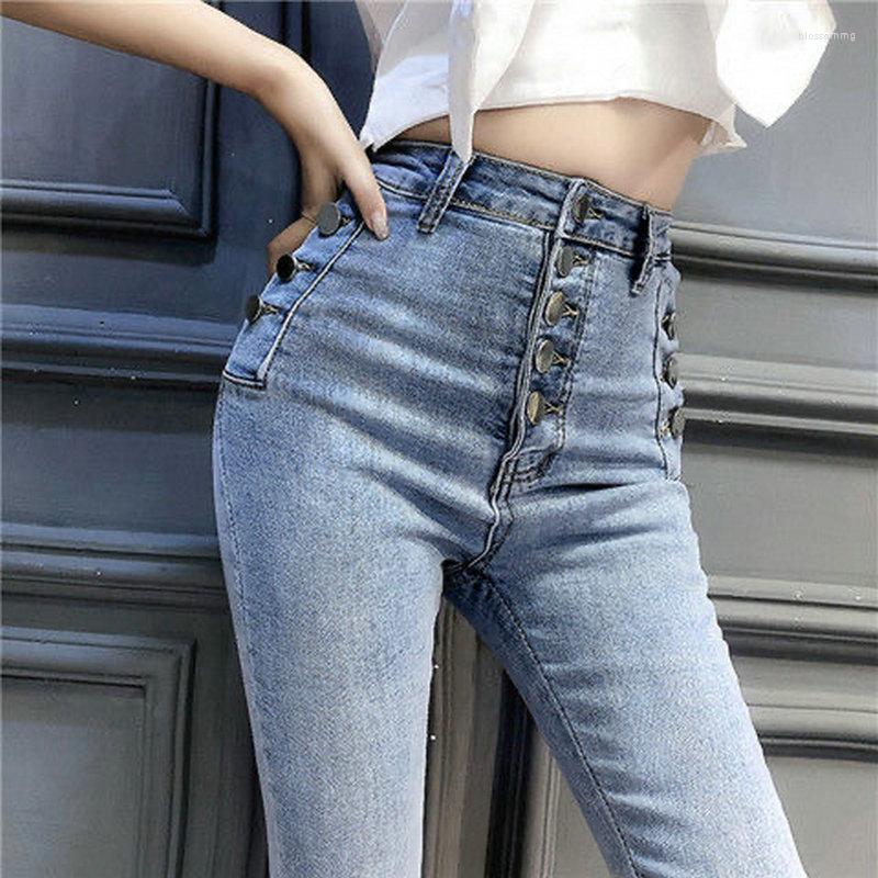 

Women' Jeans Botton Woman High Waisted Stretch Casual Spring And Autumn Trousers Pencil Pants Pantalon Femme 2022, Blue