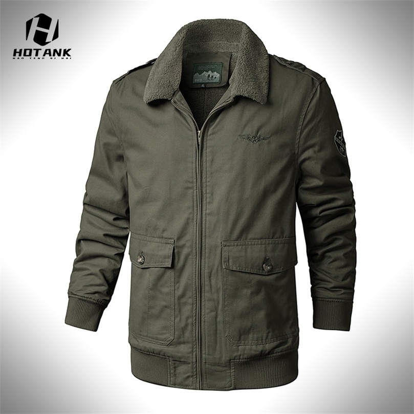 

Mens Down Parkas Winter Cotton Lapel Coat Mens Warm Fleece Military Parkas Jacket Classic Vintage Bomber Jackets Men Fashion Tactical Cargo Coats 2201006, Hwm05khaki