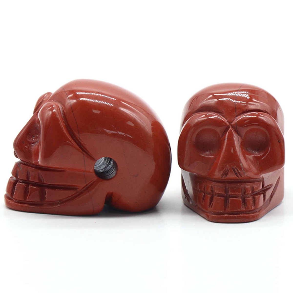 

23mm Natural Red Jasper Stone Skull Hand Carved Human Skull Head Sculpture Gemstone Carving