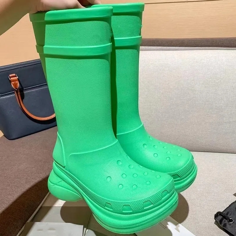 

Boots 2022 Top designer CROSS Rain boots rubber round head luxury waterproof jointly platform fashion runway look sdfds, Sandy brown