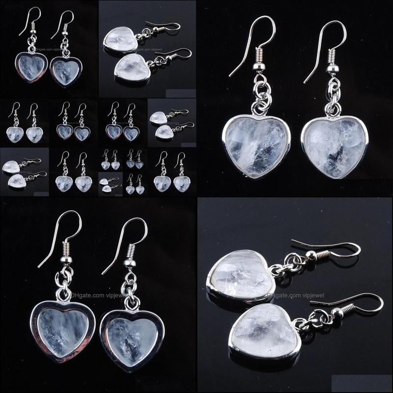 

Dangle Chandelier Natural White Crystal Stones Dangle Earrings Love Heart Shape Bead Pendant Drop Earring Wedding Jewelry Vipjewel Dhxwe