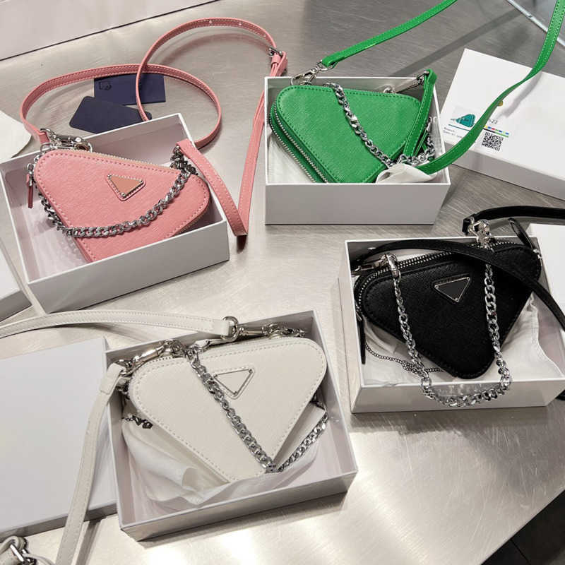 

Designers Bags Women Shoulder Hands Luxurys Chain Crossbody Mini Wallet purse Cute Exquisite Triangle Summer Leisure Versatile 4 Colors, Pink