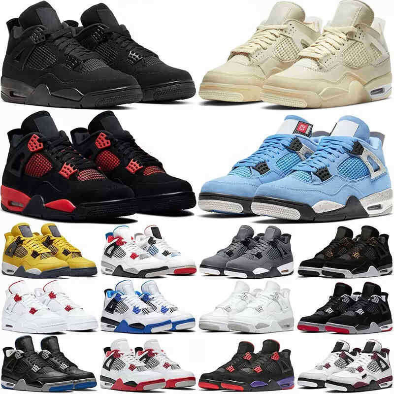 

Jordam with Box 2022 Men Basketball Shoes Women 4s Red Thunder 4 Black Cat Sail White Oreo Cactus Jack Dark Marina Blue Mocha University, 22