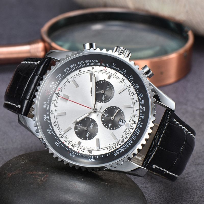 

WristWatches for Men New Mens Watches 48mm diameter All Dial Work Quartz Watch NAVITIMER 1884 Top Luxury Brand Chronograph Clock leather Belt Men Fashion BREI gifts, 10
